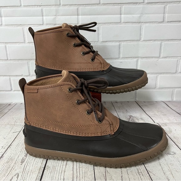 SPERRY BREAKWATER LEATHER DUCK BOOT - MEN\'S SIZE 9 NEW - BROWN FLEECE WATERPROOF main image 5